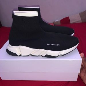 White and Black Speed Trainer Balenciagas